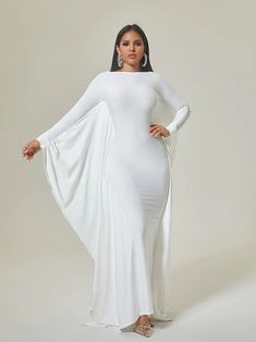 Eirene Dolman Sleeve Maxi Dress – Mew Mews Fashion White Gown Styles, White Maxi Dress Outfit, Dolman Sleeve Maxi Dress, Long White Maxi Dress, Baddie Dresses, Dolman Dress, Black Dress Outfit, Maxi Dress Outfit, Loose Maxi Dress