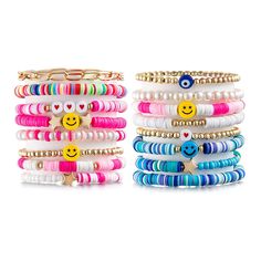 PRICES MAY VARY. Package Content: You will receive 16 pieces heishi bracelet. This set of preppy bracelets is designed by various special elements such as colorful 6mm soft pottery, gold beads, smile, artificial pearls, chains, stars, evil eyes, etc Size: The outer length of the stackable bracelets for women is about 7 inches, which can match the wrist size of most people. In addition, the cute bracelets are elastic, easy to wear and remove Various Collocations: The beach bracelet set has balls Preppy Bracelets, Surfer Bracelets, Bohemian Aesthetic, Beach Bracelets, Christmas Bracelet, Beaded Bracelet Patterns, Stackable Bracelets, Elastic Bracelet, Cute Bracelets