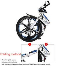 the folding bike is shown with instructions on how to use it and what to put in it