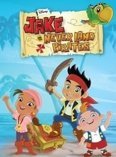 an animated movie poster for the pirate neverland pirates, with three children standing in front of