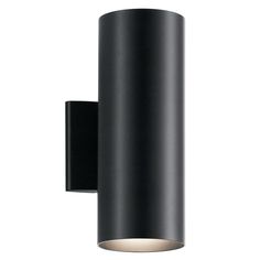 a black wall light on a white background