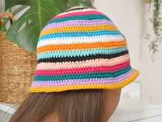 Basic rainbow multicolor striped bucket hat woven with cotton yarn. Suitable beach - summer wear ･Packaging･ All of orders sends with carefully prepared gift wrapped package, ready for gift-giving ･Shipping･ All of our products are handmade so we need 3~5 days production time. After the product prepared we ship it within 1~2 business day ･Size･ Check out the ''Personalization'' to enter your size ✉︎Feel free to send me message for any questions. THANK YOU♡ Handmade Colorful Crochet Hat For Beach, Multicolor Yarn Bucket Hat For The Beach, Multicolor Crochet Bucket Hat For Vacation, Multicolor Crochet Summer Bucket Hat, Handmade Multicolor Crochet Hat For Beach Season, Summer Multicolor Crochet Bucket Hat, Multicolor Crochet Bucket Hat For Beach Season, Multicolor Crochet Bucket Hat For Summer, Colorful Yarn Crochet Hat For Beach