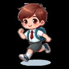 a young boy wearing a school uniform running