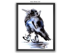 Personalised Cute Rook with Boots Watercolour Painting "Life is a Journey" Print by Ilona Winter by QuirkyCrows on Etsy Life Is A Journey