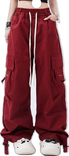 Red Cargo Pants, Cami Shirt, Mens Cardigan Sweater, Jacket Parka, Red S, Effortless Look, Black American, Wide Pants, Cargo Pants Women