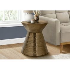 a living room scene with focus on the end table