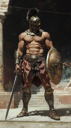 Spanish Knight Art, Leaning Against A Wall Reference, Roman Gladiator Art, Guard Pose Reference, Spartan Character Design, Roman Soldier Art, Gladiator Aesthetic