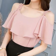 Never Worn Stretchy Shoulder Not Stretchy Bottom Hem Xl: Total Length: 61cm, Bust: 100cm, Waist: 102cm, Shoulder Width: 19.5cm, Hem: 106cm Cute Summer Tops, Trendy Fashion Tops, فستان سهرة, Chiffon Shirt, Blouse Outfit, Women Shirts Blouse, Women's Summer Fashion, Blouse Styles, Fashion Tops