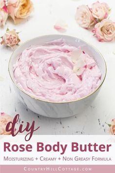 a white bowl filled with pink body butter