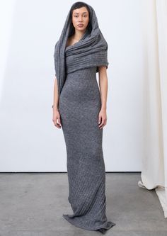 KARMA DRESS Luxury Stretch Draped Maxi Dress, Hip Hugging Maxi Dress, 1 Shoulder Strap Dress, Luxury Fitted Pre-draped Maxi Dress, Luxury Draped Stretch Maxi Dress, God Save The Queen Dress, Gray Maxi Dresses, Shoulder Scarf, Wrap Maxi Dress