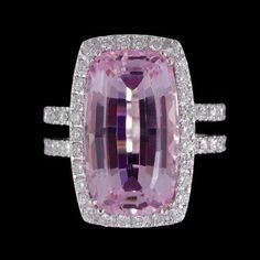 Cushion Cut Pink Kunzite Diamond Ring White Gold Lady Men Jewelry | HarryChadEnt.com Kunzite Ring, Brilliant Cut Diamond Ring, Pink Kunzite, Fancy Rings, Fantasy Closet, Ring White Gold, Ladies Diamond Rings, White Gold Diamond Rings, Fabulous Jewelry