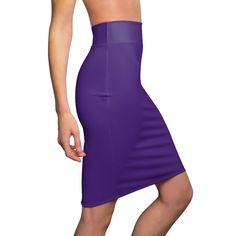 Womens Skirt. This pencil skirt is made of 88% polyester and 12% spandex. This blend gives the garment a four-way stretch which allows the fabric to stretch both width- and length-wise. The garment has a slight tapering along the outer thigh. Pair this skirt with your favorite accessories for a look that is both stylish and trendy. Look good and feel great. This skirt is a perfect addition to any wardrobe collection or to give as a gift. .: Material: 88% polyester, 12% spandex.: Elastic waistban Purple Pencil Skirt, Body Inspired, Polka Dot Pencil Skirt, Skirt Purple, Womens Mini Skirts, Womens Pencil Skirts, Skirts Online, Professional Look, The Freedom