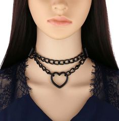 Get 15% off. use code: rebel15 for double chain adjustable buckle leather choker. Leather Choker Collars, Goth Choker, Heart Choker Necklace, Dance Necklace, Kawaii Cosplay, Layered Chokers, Heart Choker, Gothic Necklace, Punk Rock Fashion