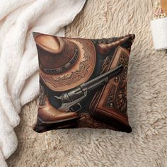 Western Trio: Hat, Boots, Revolver Pillows