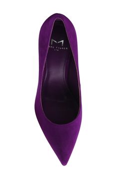 A pointed toe and wrapped block heel lend contemporary sophistication to a lofty pump that will complement your flawless desk-to-dinner style. 3 3/4" heel (size 8.5) Leather upper/synthetic lining and sole Imported Purple Suede, Marc Fisher, Women's Pumps, Nordstrom Rack, Block Heels, Leather Upper, Loafers, Nordstrom, Pumps