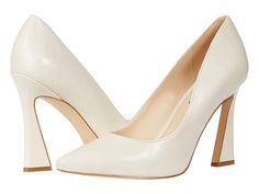 Nine West Trendz - Women's Shoes : Ivory : With an elegant tall spool heel and pointed-toe silhouette, the Nine West Trendz are a fashion forward pump perfect for work or play. Slip-on pump design. Genuine leather upper. Manmade lining and insole. Durable manmade outsole. Imported. Measurements: Heel Height: 4 in Weight: 9 oz Product measurements were taken using size 9, width M. Please note that measurements may vary by size. Weight of footwear is based on a single item, not a pair. Formal High Heel Pump With Reinforced Heel, Elegant Synthetic Court Shoes With Block Heel, Pump High Heels With Padded Heel And Medium Width, Padded Heel High Pump With Medium Width, Pump With Padded Heel, Medium Width, High Heel, Office Heels With 4-inch Almond Toe, Spring Business Heels With 4-inch Heel, Almond Toe Court Shoes With Wrapped Heel For Office, Office Court Shoes With Wrapped Heel And Almond Toe