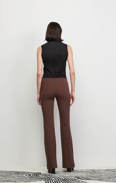 Enjoy the Euro chic of full-length, flared-leg pants, crafted in chocolate Italian stretch ponte knit. With their black elastic waist and front and back shaping seams, they guarantee chic. Luxury Pants, Euro Chic, Flare Leg Pants, Fall Collections, Pull On Pants, Spring Collection, Summer Collection, Leg Pants, Full Length