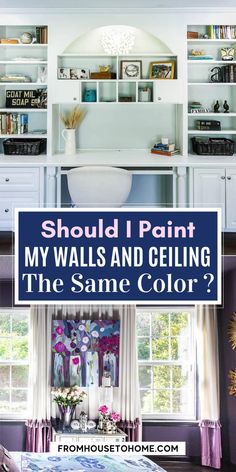 Should I paint my walls and ceiling the same color? Should You Paint Ceiling Same As Walls, Color Interior Design, Color Home Decor, Simple Decorating, Monochromatic Room, Miami Interior Design, Interior Decorating Ideas, Color Home, Angled Ceilings