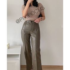 Full Length Faux Leather Francoise Pants High-Waisted Faux Leather Pants With Straight-Leg. Pronounced Seams. Full Length. Belt Loops Side Pockets Zip + Button Closure Brown / Taupe 0/4369/252 Approx Measurements: ** Stretchy Small 14.5” Across Waist 11” Rise 31” Inseam Xl 17” Across Waist 12” Rise 31” Inseam Xl2/S - Pp Non-stretch High Waist Leather Pants For Work, Non-stretch Wide Leg Leather Pants For Work, Brown High Waist Leather Pants, Brown High-waist Leather Pants, Fitted Faux Leather Brown Bottoms, Fitted Brown Faux Leather Bottoms, Trendy Brown Leather Pants For Spring, Trendy Brown Leather Pants For Work, High-waisted Brown Leather Pants