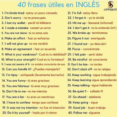 a yellow poster with the words 40 frases utiles en ingles