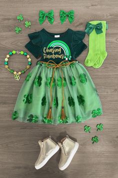 Chasing Rainbows Shamrock Tutu Dress - Sparkle in Pink Elegant Classy Dresses, St Patricks Day Outfits, Summer Outfit Ideas For Women, Elegant Summer Outfits, Elegant Fashion Outfits, Shamrock Design, Daily Outfit Ideas, Chasing Rainbows, Sparkle In Pink