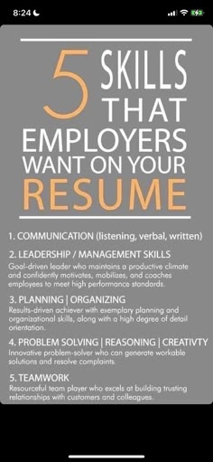 the five skills that employees want on their resume are included in this guide to help them learn