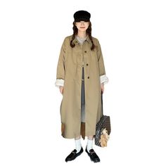 TAVIMART - Khaki Trench Coat Women's Mid-Length Spring and Autumn New High-Grade Coat Small British Style Coat Korean Style Fabric Name Cotton Main Fabric Composition Cotton Main Fabric Component 2 Polyester (polyester Fiber) Collar Type Lapel Sleeve Length Long Sleeve Year/season Of Listing Fall 2024 Color Khaki Size S/m/l/xl Style Type Temperament Commuting Sleeve Type Regular Sleeve Main Fabric Component Content 90% (inclusive)-95% Style British Style Applicable Age Group Adult Applicable Gen Khaki Long Single Breasted Outerwear, Single-breasted Long Khaki Outerwear, Long Single-breasted Khaki Outerwear, Long Khaki Single-breasted Outerwear, Long Khaki Outerwear For Work, Oversized Solid Khaki Outerwear, Coat Korean Style, Coat Korean, Khaki Trench Coat