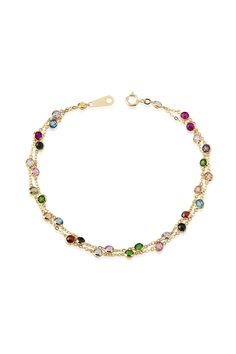 Every day will be colorful and every moment will be colorful with Gold Colorful Round 3 mm Colorful Stone Double Bracelet.  Each color of our gold bracelet with colorful stones, which is colorful like a rainbow, will add different meanings to you and your wrists will always shine with its timeless design.  The size of our bracelet is standard and it is 19-20 cm long.  If it is too long, it can be used hanging between the chains. Our product is 14 carat gold and it is our own production, because Elegant Colorful Bracelets For Gifts, Gem Stone Jewelry, Double Bracelet, Stone Properties, Colorful Bracelet, Colorful Stones, Always Shine, Black Beaded Jewelry, Dainty Bracelet