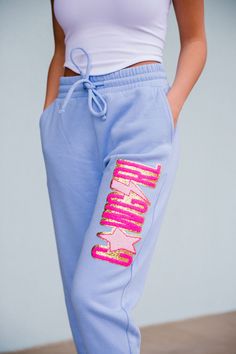 COWGIRL LIGHT BLUE JOGGERS | Judith March Cheap Playful Light Blue Bottoms, Hip Hop Style Relaxed Fit Joggers For Loungewear, Relaxed Fit Hip Hop Joggers For Loungewear, Trendy Sports Joggers With Elastic Waistband, Trendy Spring Sports Sweatpants, Comfy Spring Joggers With Comfort Waistband, Comfy Joggers With Comfort Waistband For Spring, Casual Blue Pants With Comfort Waistband, Sporty Light Blue Pants For Loungewear