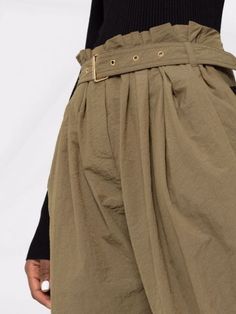 Paper Bag Waist Pants, Shoes Prada, Miu Miu Shoes, Prada Bags, Like A Boss, High Waisted Trousers, Tailored Trousers, Waist Pants, Khaki Green