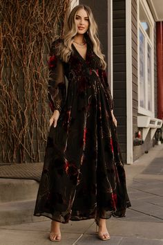 Mikla Maxi Dress | Black Multi Black Dress With Gold Accents, Wedding Guest Dresses Long, Baltic Born, Burnout Velvet, Velvet Maxi, Velvet Maxi Dress, Mid Length Sleeves, Maxi Dress Black, Rust Dress