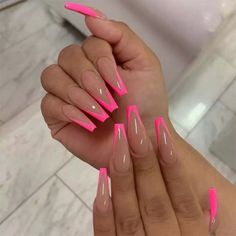 French Tip Nail Designs, Nagel Tips, Long Acrylic Nails Coffin, Pink Acrylic, Pink Acrylic Nails, Pink Nail, Luxury Nails, Coffin Nails Designs, Acrylic Nails Coffin