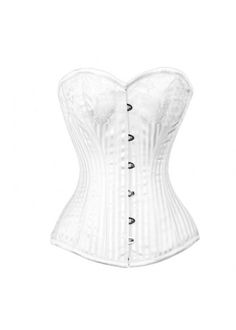 CU-11035-Elegant-5058 White Stripe Brocade Overbust Corset Panty Party