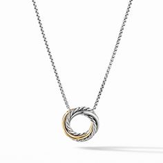 Sterling silver with 18-karat yellow gold • • Adjustable length, 16-17in • Pendant, 14.5mm • Chain, 1.25mm • Lobster clasp