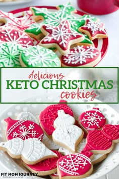 keto christmas cookies on a white plate