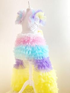 This Unicorn Birthday Girl Dress is made of highest quality fabrics and tulle. There are tulle on the sleeves of the dress. And also there is a ribbon at the back of the dress which is made with same tulle.. There is also tulle on the inside of the dress.. Also dress is include the unicorn Party Multicolor Tutu Dress With Tulle Skirt, Multicolor Fairy Dress With Ruffles For Party, Princess Style Multicolor Fairy Dress With Ruffles, Multicolor Ruffled Fairy Dress For Party, Rainbow Princess Dress With Ruffles For Party, Rainbow Ruffled Princess Dress For Party, Rainbow Tulle Princess Dress For Party, Whimsical Rainbow Tulle Tutu Dress, Multicolor Tulle Tutu Dress For Party