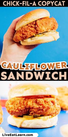 Image of the cauliflower sandwich - text reads 'chick-fil-a copycat'