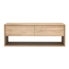 the sideboard is made out of wood and has two drawers on each side, one with