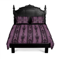 **Please note: due to the Chinese New Year celebrations, orders for this item placed after January 8th won't begin production until February. ** Dancing Skeleton 3-Piece Bedding Set. Give your bedroom a moody transformation with this spooky baroque 3-piece Bedding set. This gothic Duvet Cover and Pillowcase set features a striking striped damask pattern adorned with cute dancing skeletons in dusty rose pink and black. Perfect for those seeking a unique fusion of dark gothic allure and moody aest Goth Comforter, Gothic Quilt, Maximalist Bedroom Decor, Victorian Gothic Bedroom, Gothic Baroque, Maximalist Bedroom, Dancing Skeletons, Dancing Skeleton, Double Black