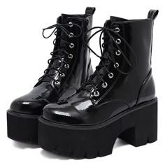 Autumn Boots, Chunky Wedges, Gothic Boots, Goth Shoes, Leather High Heel Boots, Dr Shoes, Boots Womens, Platform Ankle Boots, Leather High Heels