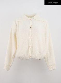 Light beige / M/L Cozy Button-up Tops With Buttons, Cream Top With Button Closure For Everyday, Winter Everyday Tops With Button Closure, White Casual Cardigan With Buttons, Casual Cream Knit Cardigan, Casual Beige Cardigan With Button Closure, Casual Cream Cardigan, Cream Button-up Tops For Fall, Casual Soft Knit Cream Cardigan