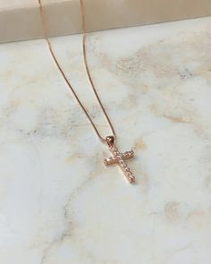 This very delicate rose gold cross necklace is the perfect gift for your confirmand. The cross is 18k gold filled with beautiful CZ'S strung on a delicate 18k gold chain. Chain Length Measures 17 1/2" 18k Gold Chain, Gold Cross Necklace, Gold Cross, Christmas List, Chain Lengths, Gold Chains, Cute Shoes, Cross Necklace, Gold Filled