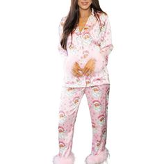 PRICES MAY VARY. Material: Christmas women pajamas sets are made by high quality polyester fiber to protect delicate skin. Womens Christmas pajamas set with feather trim, long sleeve button down sleepwear, Xmas pants set, pjs lounge set nightwear. Versatile Usages: Xmas holiday pajamas suit is suitable for home wearing. A good clothes set for sleeping, cosplay, photography, pajama party, slumber party, bridal, dorm rooms, fun family pajamas pictures. Birthday, Valentine's Day, Christmas, New Yea Women Christmas Pajamas, Pants Pjs, Womens Christmas Pajamas, Silk Pajamas Women, Pyjamas Womens, Christmas Pajama Set, Silk Pajama Set, Feather Trim, Satin Pyjama Set