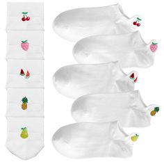 PRICES MAY VARY. ★【One Set for All】Bulk 5 Pairs Crew Socks. 80%Cotton+20%Polyster, Soft, Colorful and Durable. very cost-effective and comprehensive Choice, suitable for self-use or perfect gifts! ★【Classic Design with Creativity】Tailor-made ankle embrided design,easy to pull on and hold your feet tighter,breathable and cozy,keeping the shape and adequate comfort for you 【★【Funny & Happy】You can pair them with cute, office, school, dress, sports or other daily outfit. Versatile and Unique 【★【Mac Cheap Non-slip Cute Socks, White No-show Socks For Summer, Pineapple Watermelon, Watermelon Strawberry, Cute Office, Sock Packs, Funny Emoji, School Dress, Blue Crew