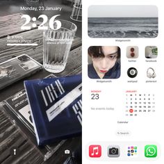 an iphone screen with the calendar on it and photos taken from different places in the phone