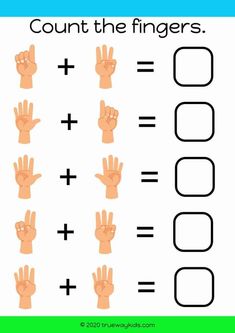 counting the fingers worksheet for kids to learn how to count and write numbers