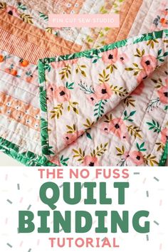 the no fuss quilt binding pattern with text overlay