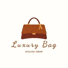 the luxury bag online shop logo is shown in brown and tan tones, with an elegant handbag on top