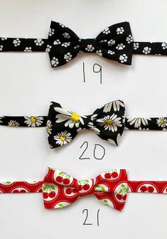 Handmade bows for the foul friends in our families. Bows are mare of 100% cotton and velcro for adjustable sizing. Bows are approximately 4 1/2 inches wide. I'd love to see a picture of your dapper duck in their bows if you are happy with your purchase. Enjoy! Adjustable Standard Tie Bow For Summer, Cute Satin Bow Tie As Gift, Elegant Spring Bow Tie For Gift, Elegant Spring Bow Tie As A Gift, Adjustable Black Bow Tie For Summer, Cute Adjustable Bow Tie As Gift, Satin Bow Tie As Summer Gift, Spring Black Tie Adjustable Bow Tie, Summer Bow Tie Back Tie As A Gift