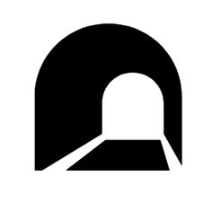 a black and white logo with the letter d in it's center, which is shaped like a tunnel